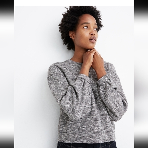 MADEWELL Textured Crewneck Gray Sweatshirt, sz Small - Picture 1 of 15